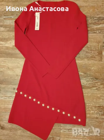 АСИМЕТРИЧНА РОКЛЯ С ПЕРЛИ, снимка 6 - Рокли - 26905402