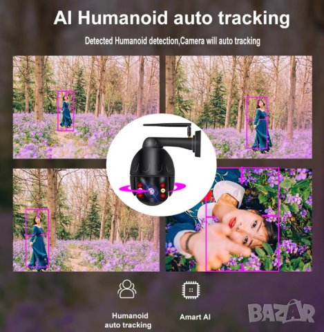 8.3MP PTZ Zoom WiFi Смарт Видеодомофон Интерком PIR Сензор Движение Бързо Следяща Сигнална Камера 8K, снимка 8 - Комплекти за видеонаблюдение - 41320432