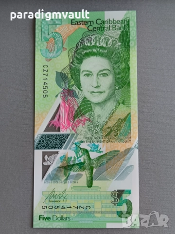 Банкнота - Източни Кариби - 5 долара UNC | 2021г., снимка 3 - Нумизматика и бонистика - 52642768