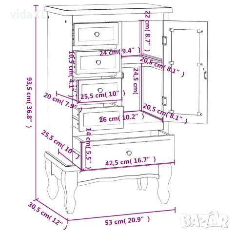vidaXL Шкаф с 5 чекмеджета, 2 рафта, бял, снимка 9 - Скринове - 56146287