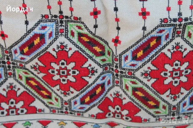 Възглавница с бродерия на ленена панама, снимка 5 - Антикварни и старинни предмети - 50565588