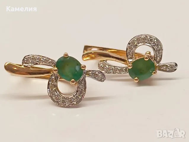 Руско злато. Обеци с брилианти , снимка 2 - Обеци - 55831600