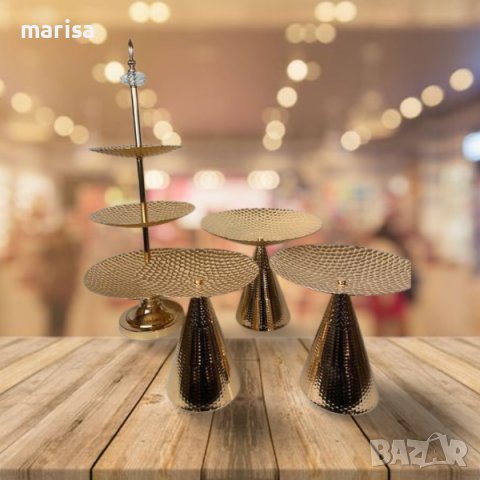 Метален сет за сладки 4 части, злато Код: 201, снимка 2 - Други - 41245868