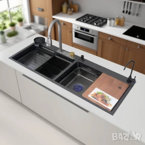 Мултифункционална кухненска мивка с две корита, снимка 4 - Мивки - 51124666