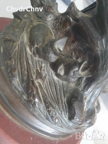 32см-5кг статуетка пауни/много стара френска бронзова скулптура/фигура на птици, снимка 9 - Антикварни и старинни предмети - 51320841