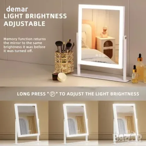 FENCHILIN LED козметично огледало Vanity Mirror с осветление, димер и 10x увеличение 25x30, снимка 3 - Огледала - 55827440