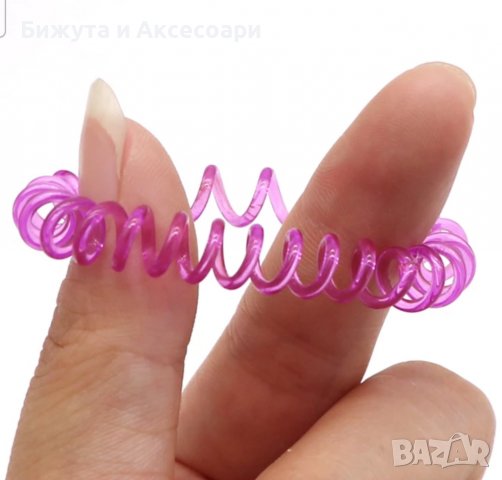 Сет от 10 броя цветни силиконови ластици за коса тип спирала, снимка 2 - Аксесоари за коса - 39260706
