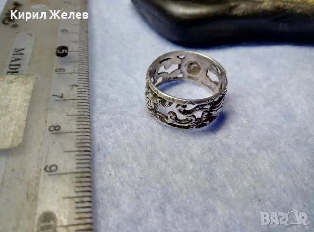 Стар АВТОРСКИ ХУДОЖЕСТВЕНО ОРНАМЕНТИРАН АЖУРЕН СРЕБЪРЕН ПРЪСТЕН СРЕБРО 835 МАЙСТОРСКА РАБОТА 8489, снимка 4 - Антикварни и старинни предмети - 50192676