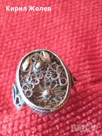 СРЕБЪРЕН ФИЛИГРАНЕН ПРЪСТЕН СТАРИННА АЖУРНА РЪЧНА ИЗРАБОТКА СРЕБРО с ГРАНУЛАЦИЯ БИЖУ УНИКАТ 22724, снимка 5 - Антикварни и старинни предмети - 33133389