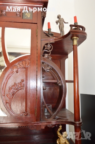 Старинен салонен бюфет сецесион, снимка 4 - Секции и витрини - 30878227