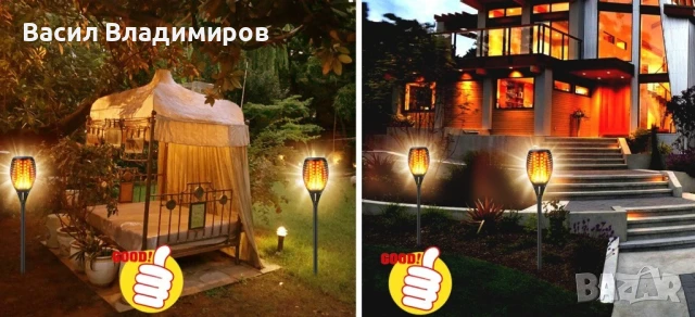 Соларна LED лампа имитираща огън със светлинен сензор, снимка 6 - Соларни лампи - 50921358
