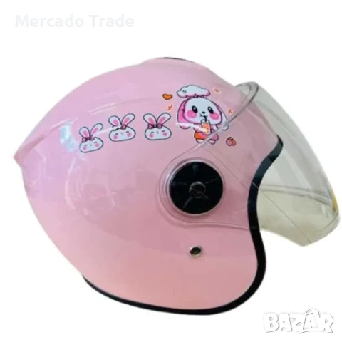 Детска каска за мотор Mercado Trade, За скутер, XS размер, Сив и розов, снимка 6 - Аксесоари и консумативи - 51282566