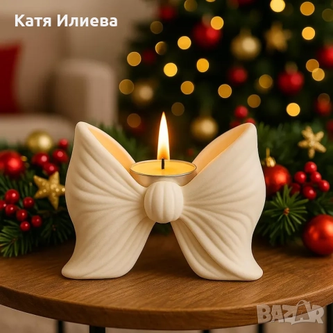 Луксозен свещник панделка, ръчно направен, снимка 9 - Декорация за дома - 52516722