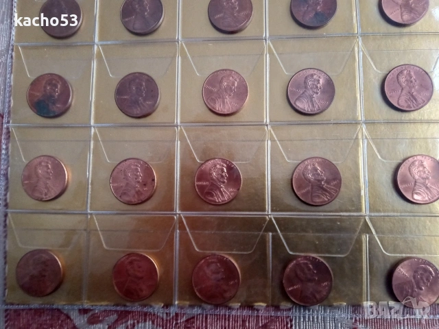 40 броя по 1 цент 1966 - 2016 г. САЩ, снимка 2 - Нумизматика и бонистика - 53152560