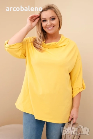 Дамска блуза Plus Size, свободна кройка, 14цвята, снимка 12 - Блузи с дълъг ръкав и пуловери - 52951310