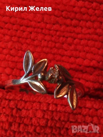 ФЛОРАЛЕН НЕЖЕН БЕЛ ЕПОК СТИЛ СРЕБЪРЕН АРТ ПРЪСТЕН с ИНКРУСТИРАН СКЪПОЦЕНЕН ЦИРКОН 17637