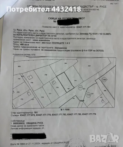 Продава парцел, гр. Русе, 480кв. м., снимка 1