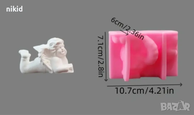 3D Дете ангел легнало с книга голям силиконов молд форма фондан гипс шоколад свещ декор, снимка 6 - Форми - 53804476