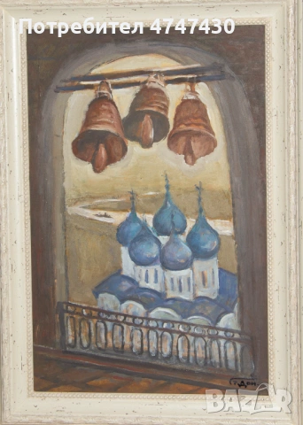 Стоян Домусчиев маслени бои картина пейзаж, снимка 3 - Картини - 53643558