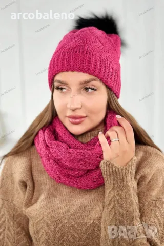 Дамски зимен комплект, 10цвята , снимка 2 - Шапки - 47514171