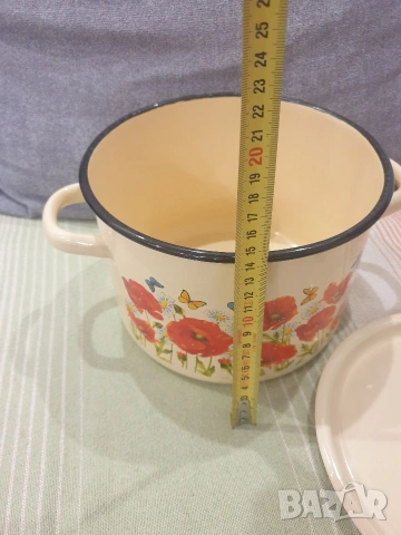 Старо производство емайлирана тенджера, снимка 2 - Съдове за готвене - 53301713