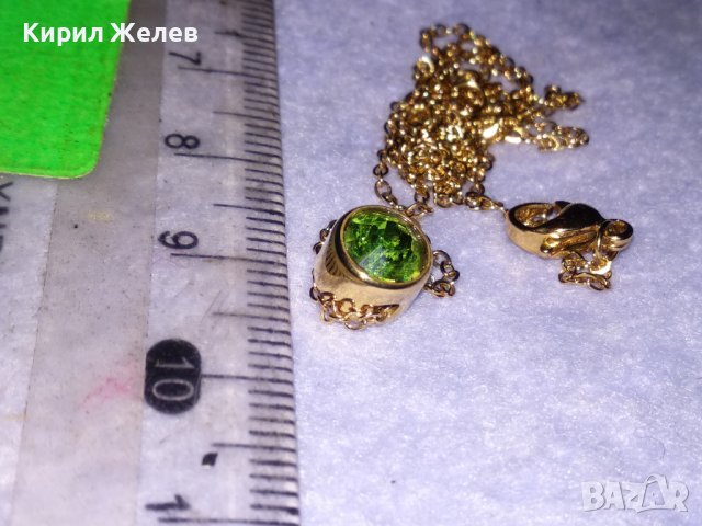 ИЗЯЩНО ПОЗЛАТЕНО КОЛИЕ със СКЪПОЦЕНЕН МЕДАЛЬОН ИСКРЯЩ ФАСЕТИРАН ХРИЗОЛИТ 38641, снимка 8 - Колиета, медальони, синджири - 41622896