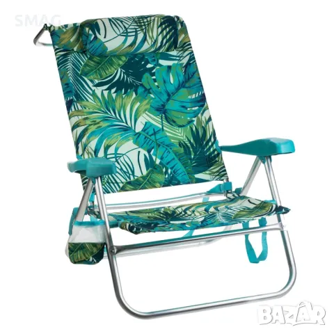 Сгъваем плажен стол Тропически листа с възглавница и калъф 80x63x83 см S_1234793, снимка 2 - Къмпинг мебели - 50045868