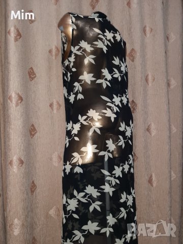 42  Черно прозрачно парео/ рокля/на бели цветя , снимка 4 - Рокли - 41078416