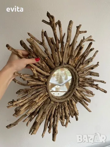 Плаващо огледало с дървени клонки. Ръчна изработка! , снимка 3 - Огледала - 36737285