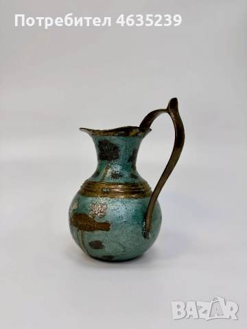 Ваза, кана от месинг, ръчно декорирана 