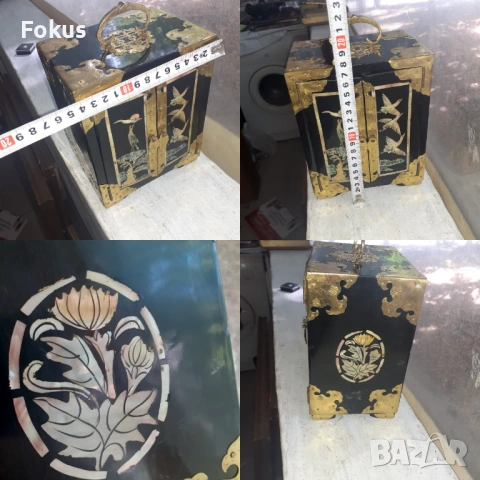 Стара лакова кутия за бижута с интарзии от седеф - Красота, снимка 7 - Антикварни и старинни предмети - 53416686