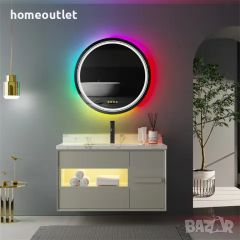 ПРОМОЦИЯ LED огледало за баня с кръгла форма LUVODI KC-JJ1818-EU, снимка 2 - Огледала - 49674827