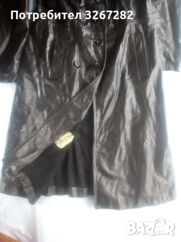 Шлифер,Черен,Естествена Кожа,, снимка 6 - Шлифери - 51744396