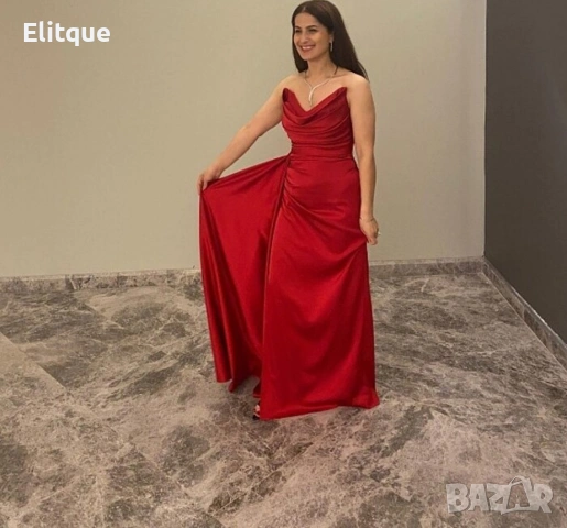 ⭐️Дълги сатенени рокли с цепка, снимка 3 - Рокли - 53195534