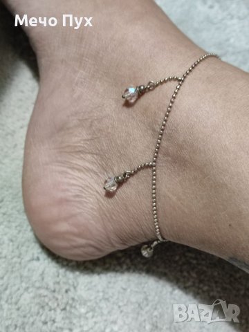 Сребърно колие и обеци Сваровски Архи Аурора Бореалис и гривна за крак, снимка 11 - Бижутерийни комплекти - 39061378