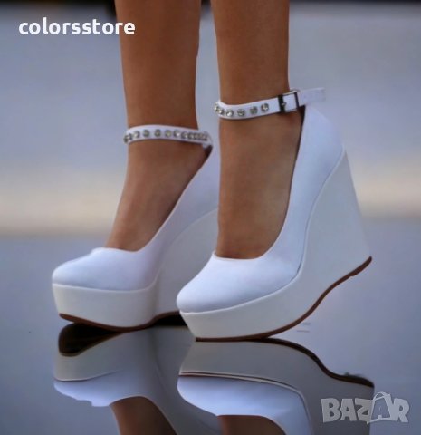Обувки на платформа - бели - SL47, снимка 2 - Дамски ежедневни обувки - 42208411