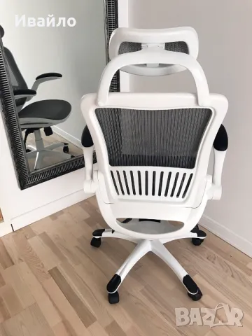 Бял дишащ ергономичен стол: офис, работен кабинет, учебен кът, гейминг, снимка 3 - Столове - 49199561