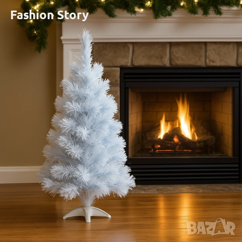 Елегантна елха в бял и син цвят 60 см – Стилна празнична декорация, снимка 3 - Декорация за дома - 52452225