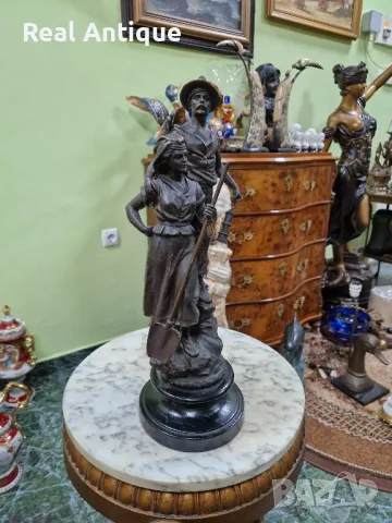 Прекрасна антикварна колекционерска френска фигура статуетка композиция , снимка 7 - Статуетки - 49687906