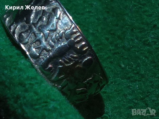 СТАР СРЕБЪРЕН ПРЪСТЕН с ВСИЧКИТЕ ЗОДИИ ФИГУРАЛНО ОРНАМЕНТИРАН ВИСОКА ПРОБА СРЕБРО БИЖУ УНИКАТ 25149, снимка 2 - Антикварни и старинни предмети - 35825697