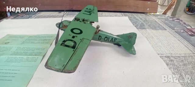 Немска ламаринена играчка,самолет,1930г.,Вермахт,оригинал , снимка 4 - Колекции - 50691479
