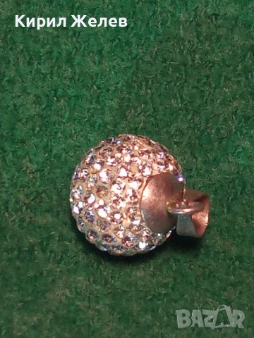 НЕЖЕН СРЕБЪРЕН МЕДАЛЬОН ТОПЧЕ с БЯЛ ЕМАЙЛ и ФАСЕТИРАНИ КРИСТАЛЧЕТА 36406, снимка 2 - Колиета, медальони, синджири - 39547625