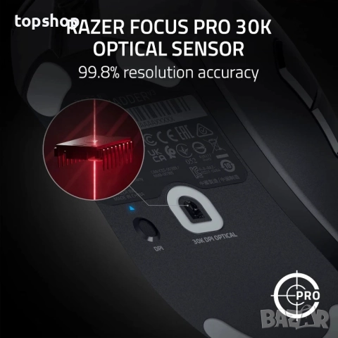 Нова Геймърска мишка Razer Deathadder V3 RZ01-0464, черна, кабелна, лека, ергономична, снимка 4 - Клавиатури и мишки - 51636339