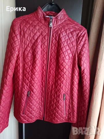 Червено кожено дамско яке естествена кожа 