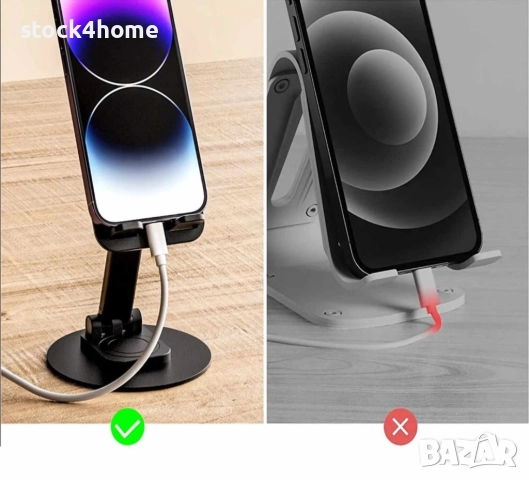 Алуминиева Стойка за телефон или таблет, за маса или бюро, Въртене 360, снимка 4 - Селфи стикове, аксесоари - 52341130