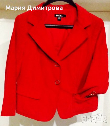 DKNY Donna Karan червено сако от памучно кадифе 