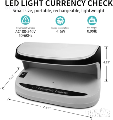 Детектор за банкноти, с батерия, UV LED светлина,, снимка 3 - Друга електроника - 52288772