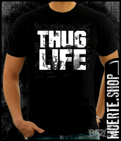 Тениска с щампа THUG LIFE 2PAC, снимка 1 - Тениски - 36168880