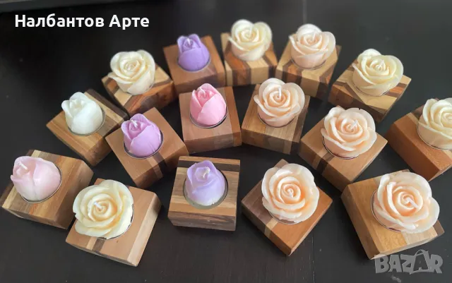 Дървени свещници - ръчна изработка, снимка 4 - Декорация за дома - 48910431