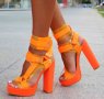 Сандали на ток - оранжеви - KK-03, снимка 2